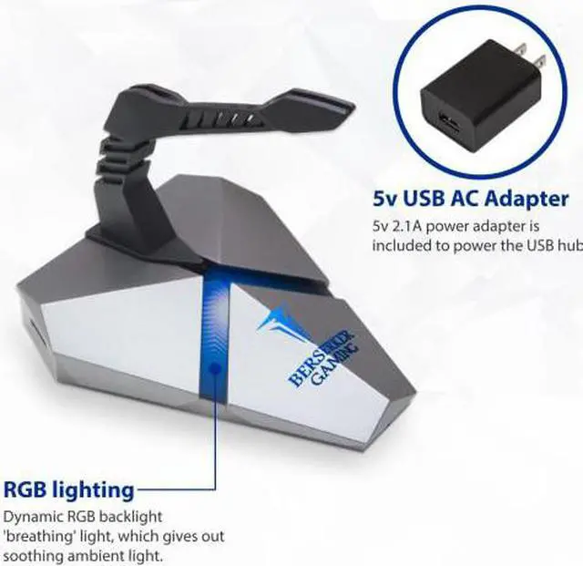 Alt view image 6 of 16 - LOKI RGB Gaming Mouse Bungee With USB 3.0 Hub and Micro SD Card Reader - AC 5v Power Adapter is Included