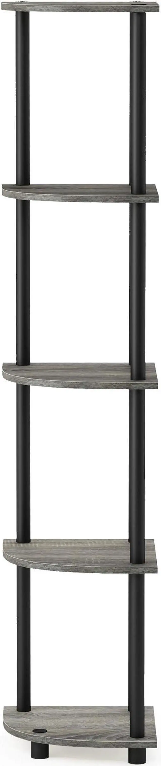 Alt view image 3 of 6 - Furinno 99811 Turn-N-Tube 5 Tier Corner Display Rack Multipurpose Shelving Unit, French Oak Grey/Black