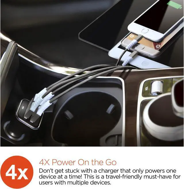 Alt view image 2 of 8 - HyperGear High-Power Quad USB 6.8A Car Charger