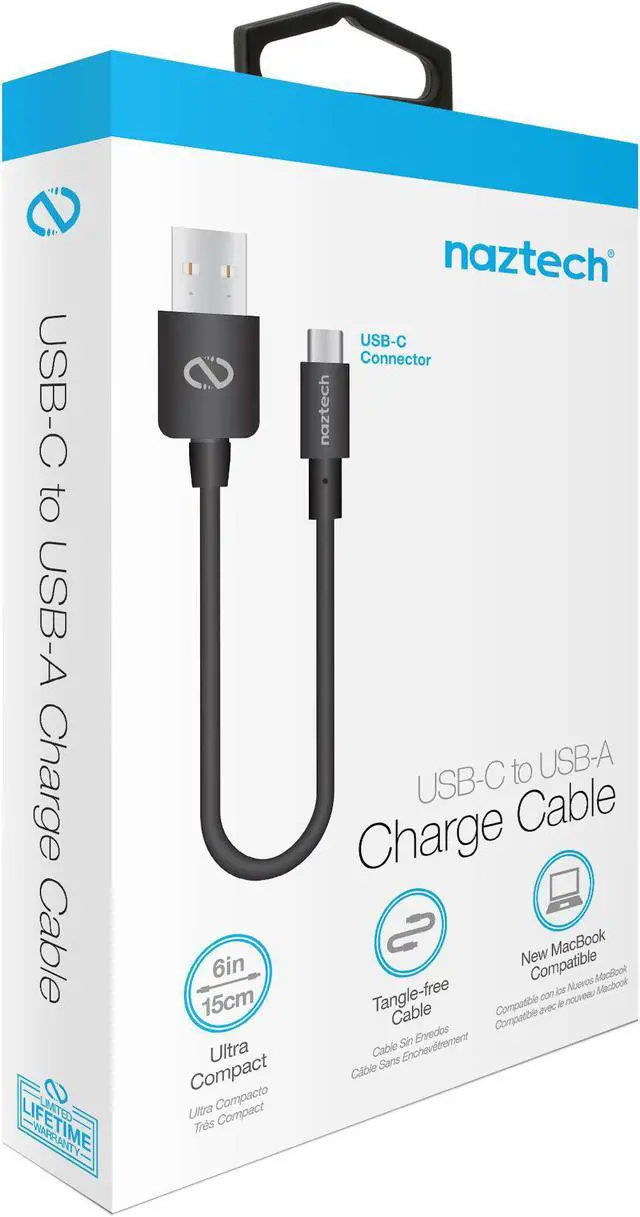 Alt view image 3 of 4 - Naztech 13851 USB-C(TM) to USB-A Charge & Sync Cable, 6"
