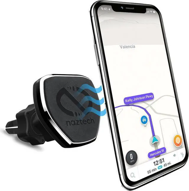 Alt view image 2 of 19 - naztech magbuddy universal magnetic air vent car phone mount. fully adjustable holder for handsfree phone calls and gps use, for iphone x/8/8 plus, samsung s9/s9+/note 8/smartphones & more black