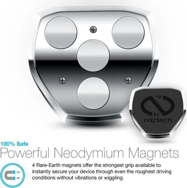 Alt view image 3 of 19 - naztech magbuddy universal magnetic air vent car phone mount. fully adjustable holder for handsfree phone calls and gps use, for iphone x/8/8 plus, samsung s9/s9+/note 8/smartphones & more black