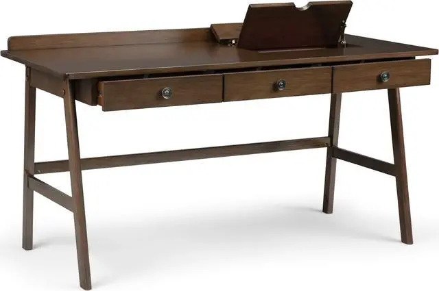 Alt view image 4 of 13 - Rylie Solid Wood  60 inch Wide Desk in Natural Aged Brown