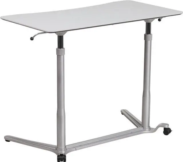 Alt view image 18 of 20 - Sit-Down, Stand-Up Light Gray Computer Ergonomic Desk with 37.375''W Top (Adjustable Range 29'' - 40.75'')