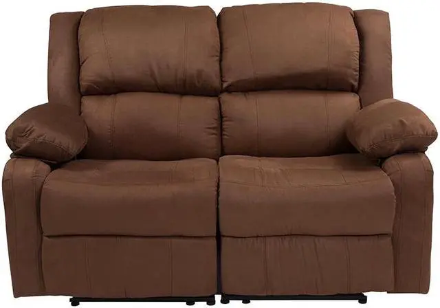 Alt view image 8 of 20 - Harmony Series Chocolate Brown Microfiber Loveseat with Two Built-In Recliners
