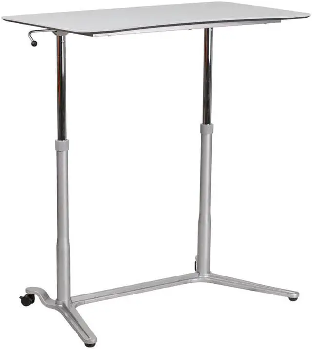 Alt view image 20 of 20 - Sit-Down, Stand-Up Light Gray Computer Ergonomic Desk with 37.375''W Top (Adjustable Range 29'' - 40.75'')