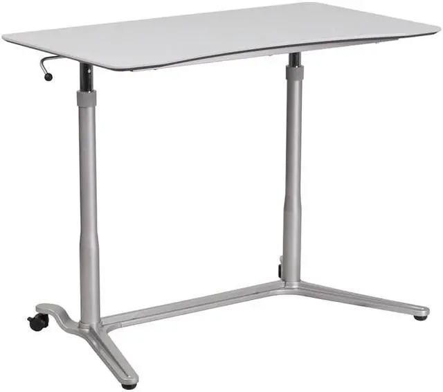 Alt view image 19 of 20 - Sit-Down, Stand-Up Light Gray Computer Ergonomic Desk with 37.375''W Top (Adjustable Range 29'' - 40.75'')