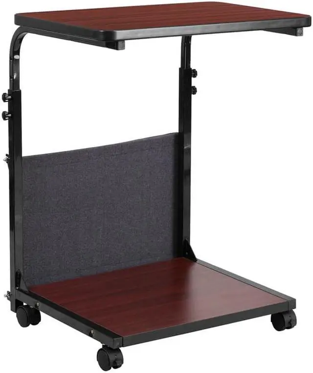 Alt view image 17 of 20 - Mobile Sit-Down, Stand-Up Mahogany Computer Ergonomic Desk with Removable Pouch (Adjustable Range 27'' - 46.5'')