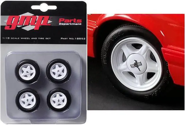Main image of Pony Wheels and Tires Set of 4 pieces from "1992 Ford Mustang LX" 1/18 by GMP