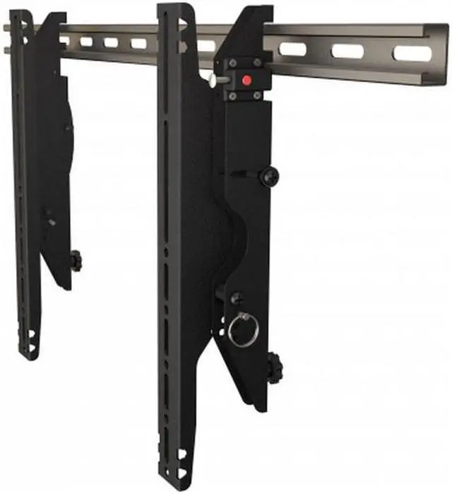 Alt view image 6 of 10 - Wall mounted unistrut menu board brackets with plumb and tilt adjustment.