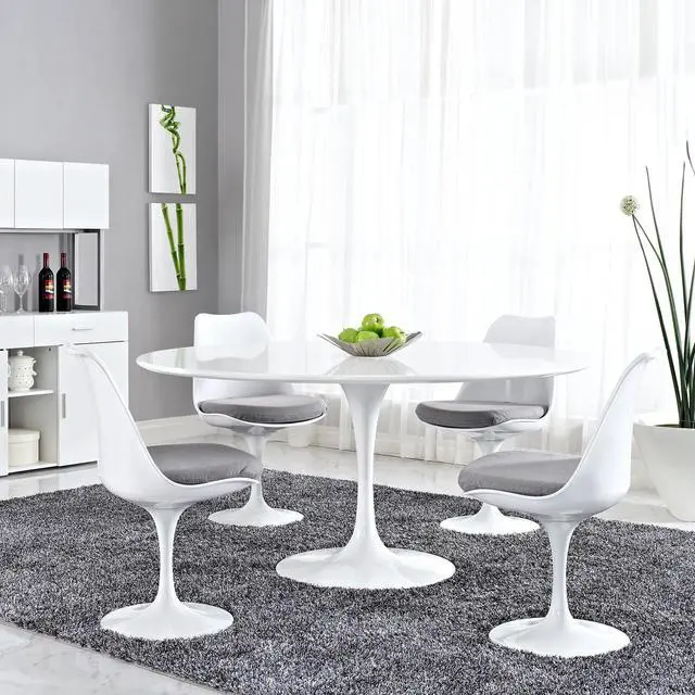 Alt view image 4 of 4 - Lippa 60" Round Wood Top Dining Table - White