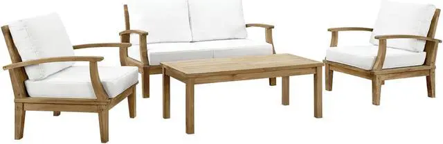 Main image of Marina 4 Piece Outdoor Patio Teak Set - Natural White