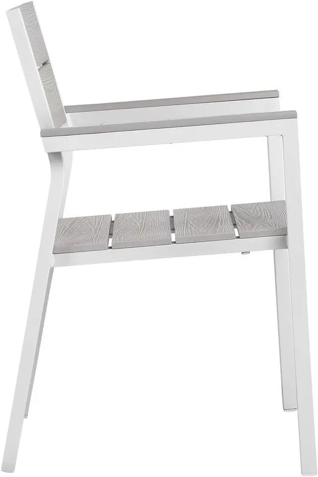 Alt view image 3 of 4 - Maine Dining Armchair Outdoor Patio Set of 2 - White Light Gray