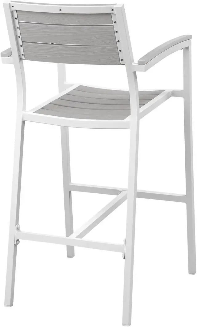 Alt view image 4 of 4 - Maine Bar Stool Outdoor Patio Set of 2 - White Light Gray
