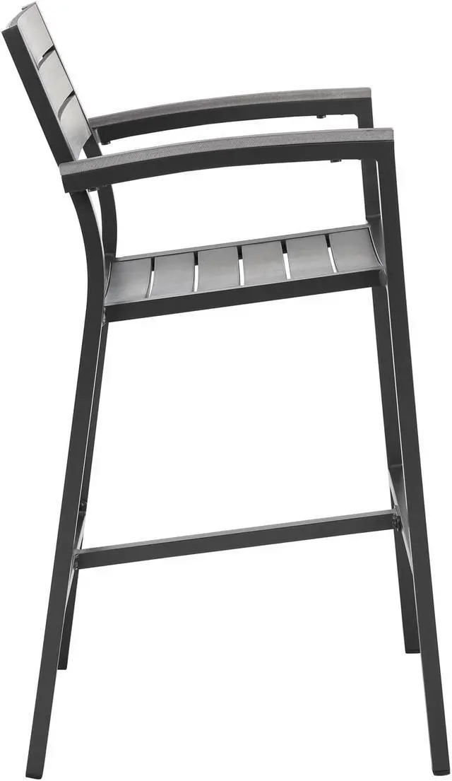 Alt view image 3 of 4 - Maine Bar Stool Outdoor Patio Set of 2 - Brown Gray