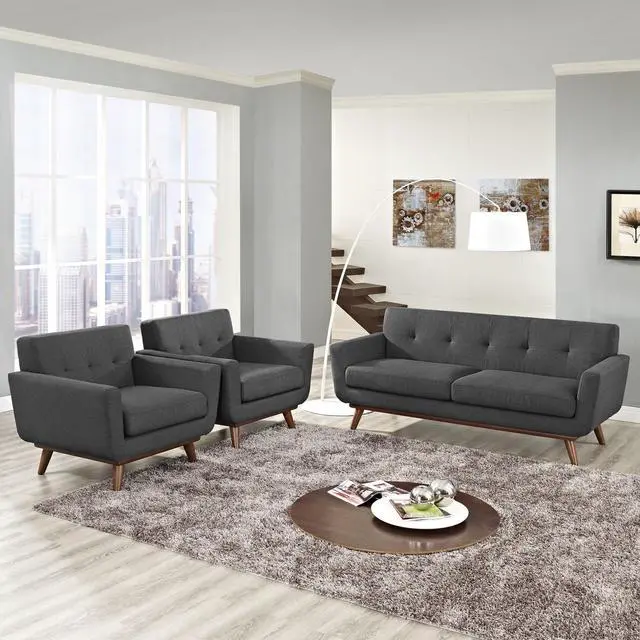 Alt view image 6 of 6 - Engage Armchairs and Loveseat Set of 3 - Gray