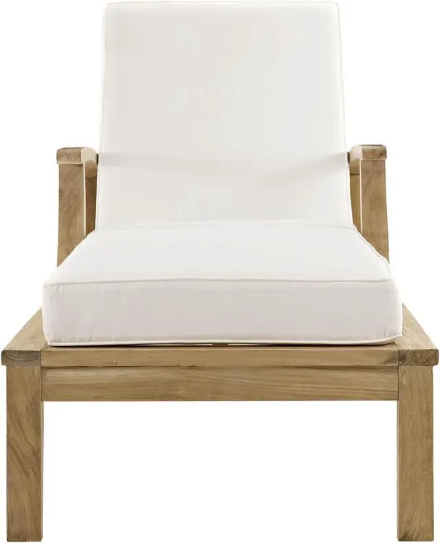Alt view image 2 of 5 - Marina Outdoor Patio Teak Single Chaise - Natural White