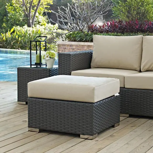 Alt view image 3 of 10 - Sojourn Outdoor Patio Sunbrella Ottoman - Canvas Antique Beige