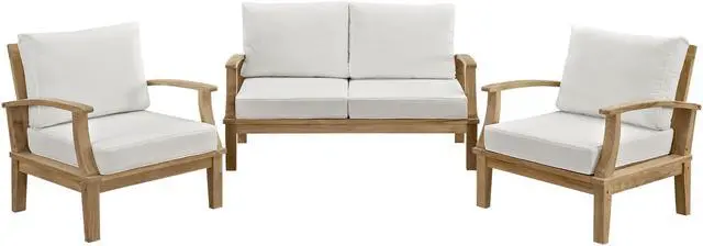 Main image of Marina 3 Piece Outdoor Patio Teak Set - Natural White