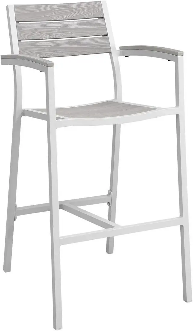 Alt view image 2 of 4 - Maine Bar Stool Outdoor Patio Set of 2 - White Light Gray