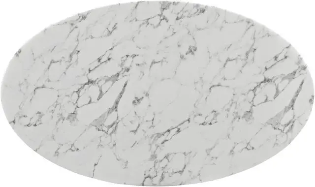 Alt view image 3 of 4 - Lippa 60" Oval Artificial Marble Dining Table - White