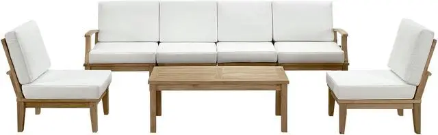 Main image of Marina 7 Piece Outdoor Patio Teak Set - Natural White