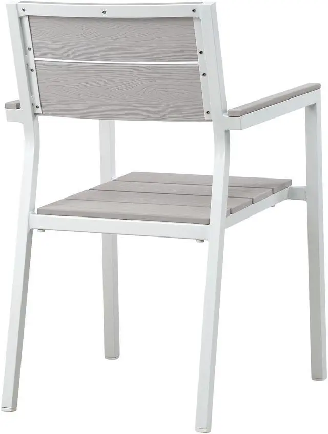 Alt view image 4 of 4 - Maine Dining Armchair Outdoor Patio Set of 2 - White Light Gray