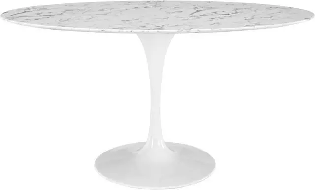 Main image of Lippa 60" Oval Artificial Marble Dining Table - White