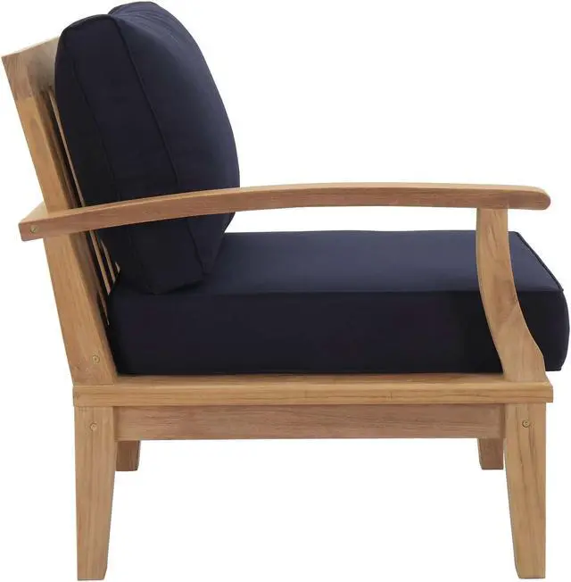 Alt view image 5 of 6 - Marina 7 Piece Outdoor Patio Teak Set - Natural Navy