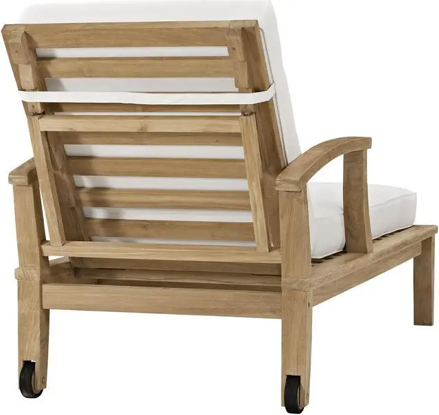 Alt view image 4 of 5 - Marina Outdoor Patio Teak Single Chaise - Natural White