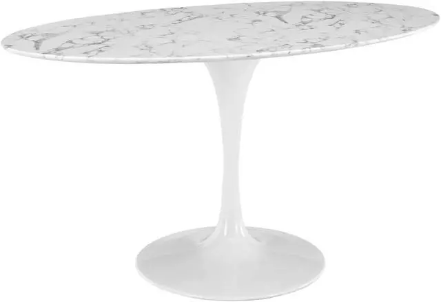 Alt view image 2 of 4 - Lippa 60" Oval Artificial Marble Dining Table - White