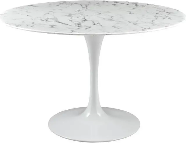Main image of Lippa 47" Round Artificial Marble Dining Table - White