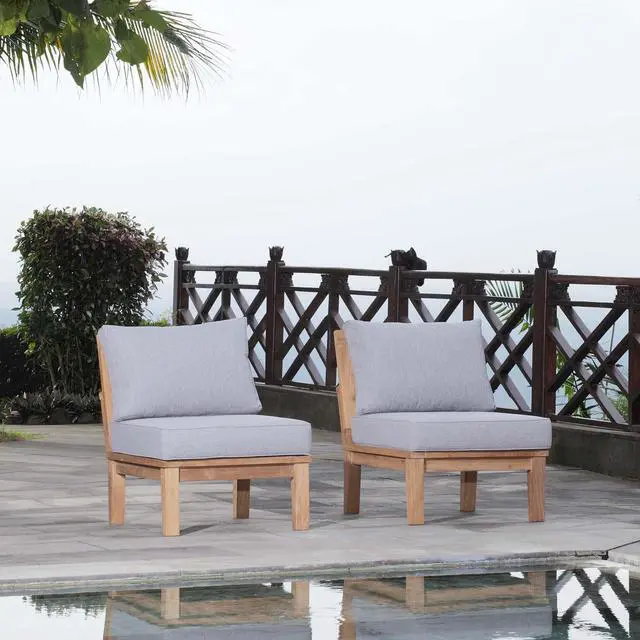 Alt view image 4 of 4 - Marina 2 Piece Outdoor Patio Teak Set - Natural Gray