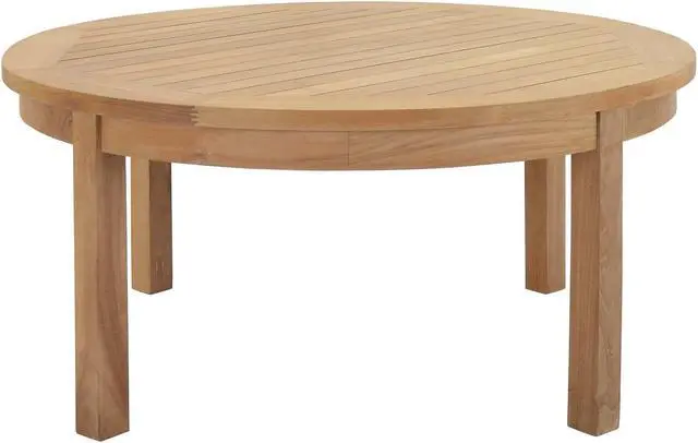Alt view image 2 of 5 - Marina Outdoor Patio Teak Round Coffee Table - Natural