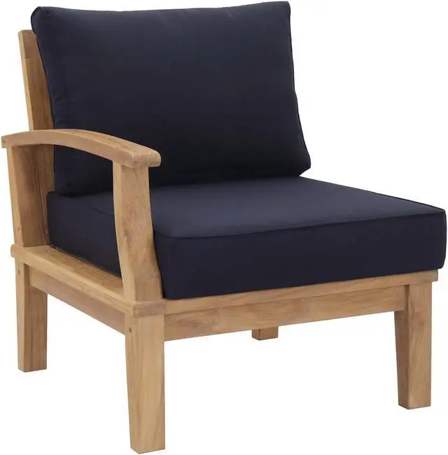 Alt view image 4 of 6 - Marina 7 Piece Outdoor Patio Teak Set - Natural Navy