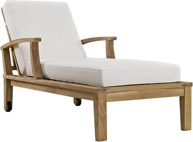 Main image of Marina Outdoor Patio Teak Single Chaise - Natural White