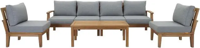 Main image of Marina 7 Piece Outdoor Patio Teak Set - Natural Gray