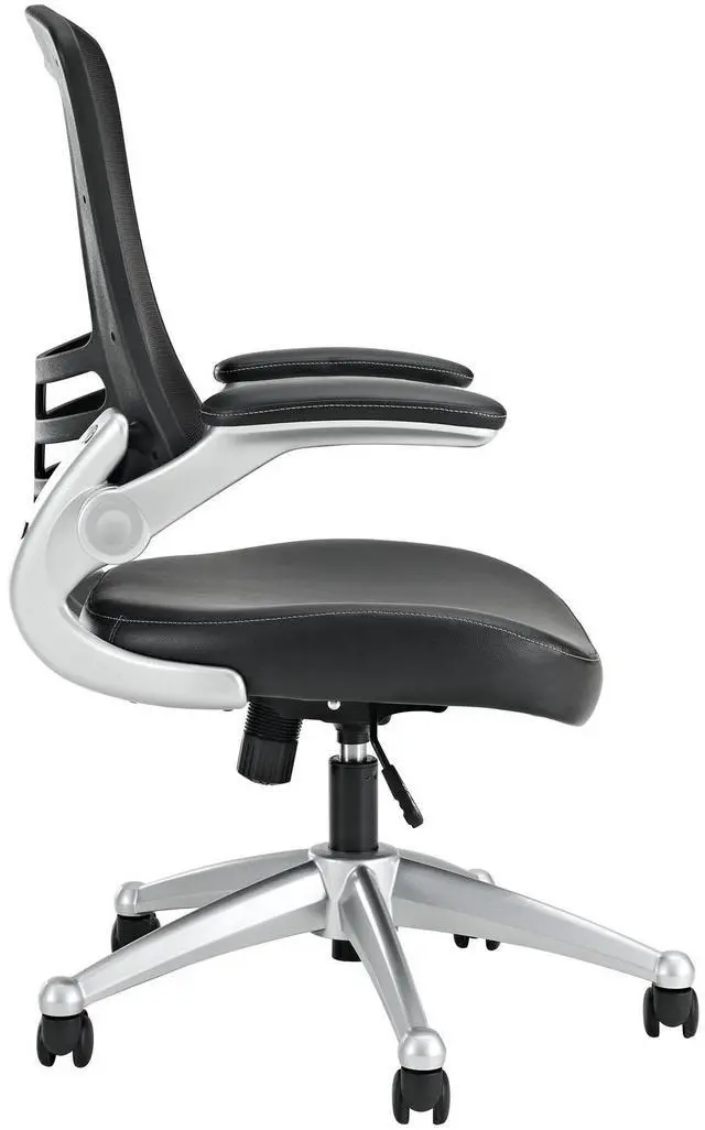 Alt view image 6 of 19 - Modway EEI-210-BLK 40.5 - 43.5 H x 26.5 W x 25 L in. Attainment Office Chair in Black Mesh & Leatherette, Black