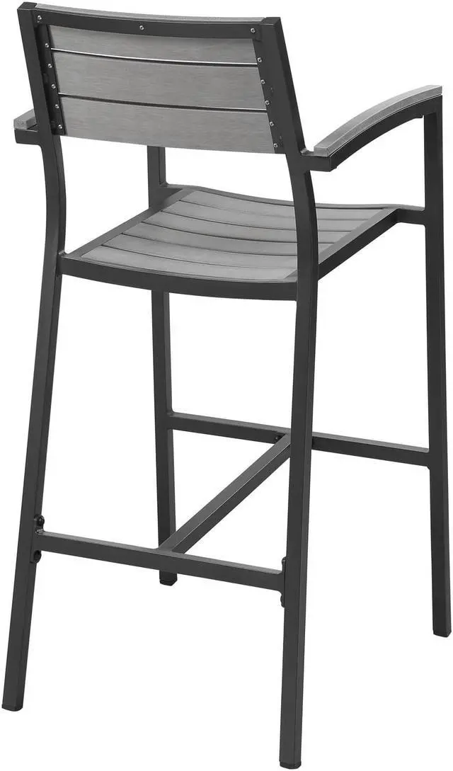Alt view image 4 of 4 - Maine Bar Stool Outdoor Patio Set of 2 - Brown Gray