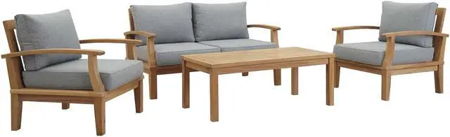 Main image of Marina 4 Piece Outdoor Patio Teak Set - Natural Gray