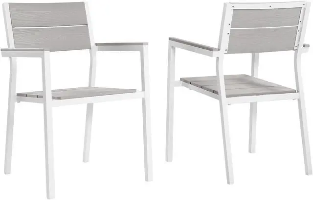 Main image of Maine Dining Armchair Outdoor Patio Set of 2 - White Light Gray