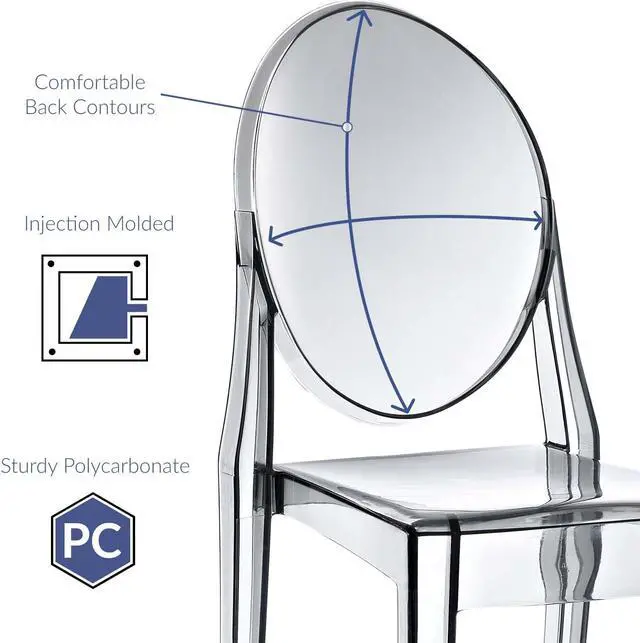 Alt view image 10 of 18 - Philippe Starck Style Victoria Ghost Chair in Smoked Clear