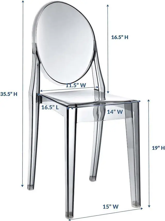 Alt view image 7 of 18 - Philippe Starck Style Victoria Ghost Chair in Smoked Clear