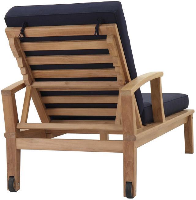 Alt view image 3 of 6 - Marina Outdoor Patio Teak Single Chaise - Natual Navy