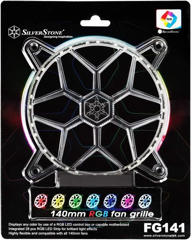 Alt view image 2 of 20 - SilverStone Technology 140mm RGB LED Fan Guard / Grill for ASUS AURA SYNC / MSI Mystic Light Sync / ASROCK AURA RGB / BIOSTAR RACING and Others FG141