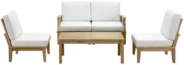 Main image of Marina 5 Piece Outdoor Patio Teak Set - Natural White