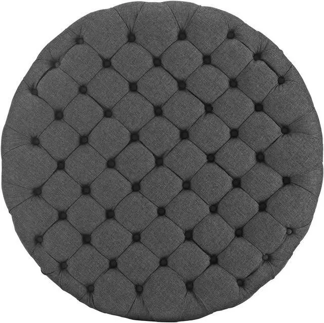 Alt view image 3 of 5 - Amour Upholstered Fabric Ottoman - Gray