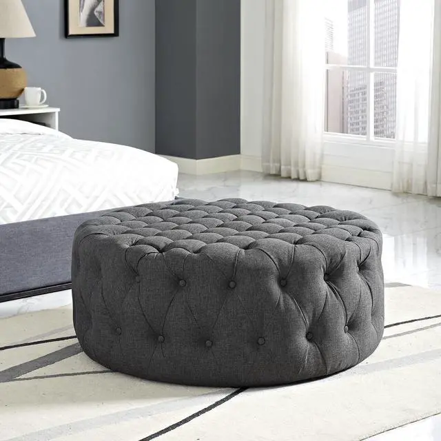 Alt view image 5 of 5 - Amour Upholstered Fabric Ottoman - Gray