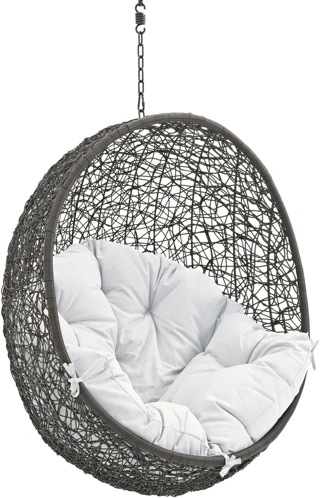 Alt view image 3 of 11 - Hide Outdoor Patio Swing Chair With Stand - Gray White