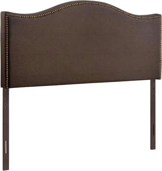 Alt view image 3 of 4 - Curl Queen Nailhead Upholstered Headboard - Dark Brown